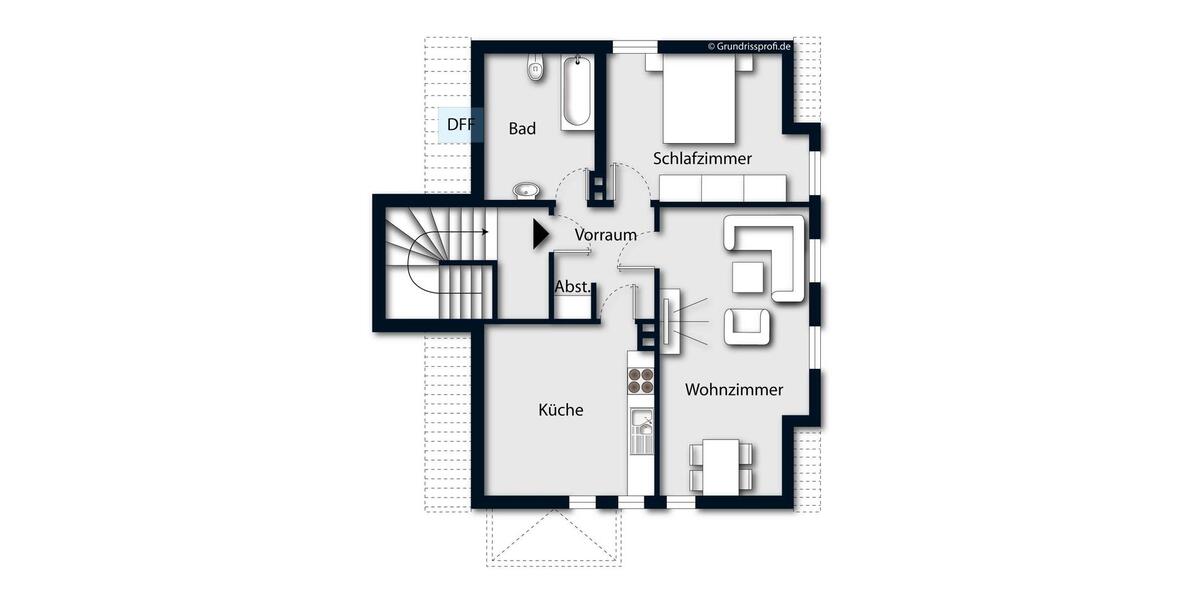 Dachgeschoßwohnung Limbach-Oberfrohna Oberfrohna - 2 Zimmer, 60 m&sup2;, 360&euro; | Angebot:26058024