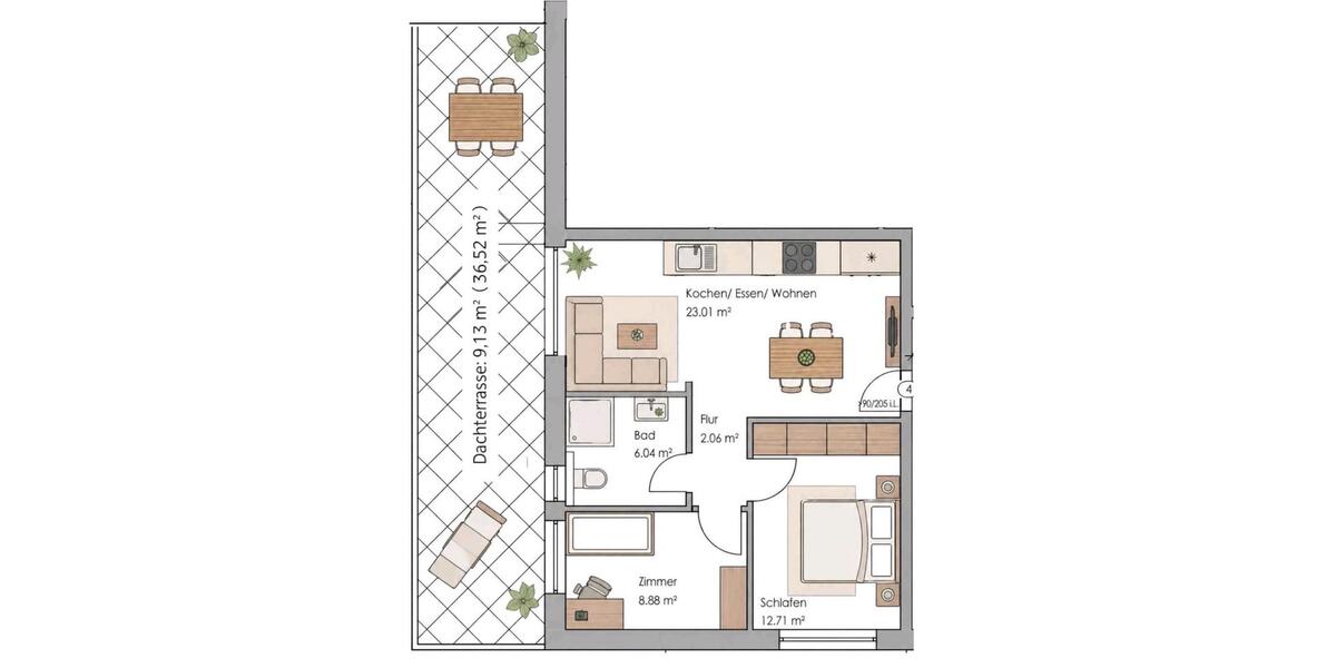 Dachgeschoßwohnung Paderborn Neuenbeken - 3 Zimmer, 62 m&sup2;, 868&euro; | Angebot:26573035