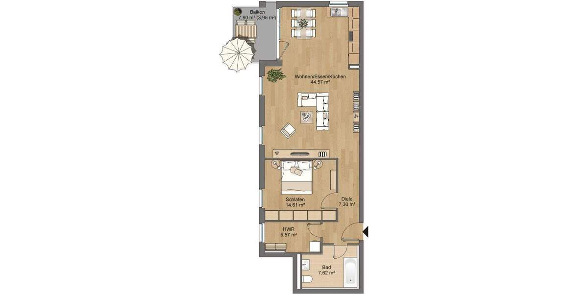 Etagenwohnung Hanau Lamboy - 2 Zimmer, 83 m&sup2;, 984&euro; | Angebot:25110092