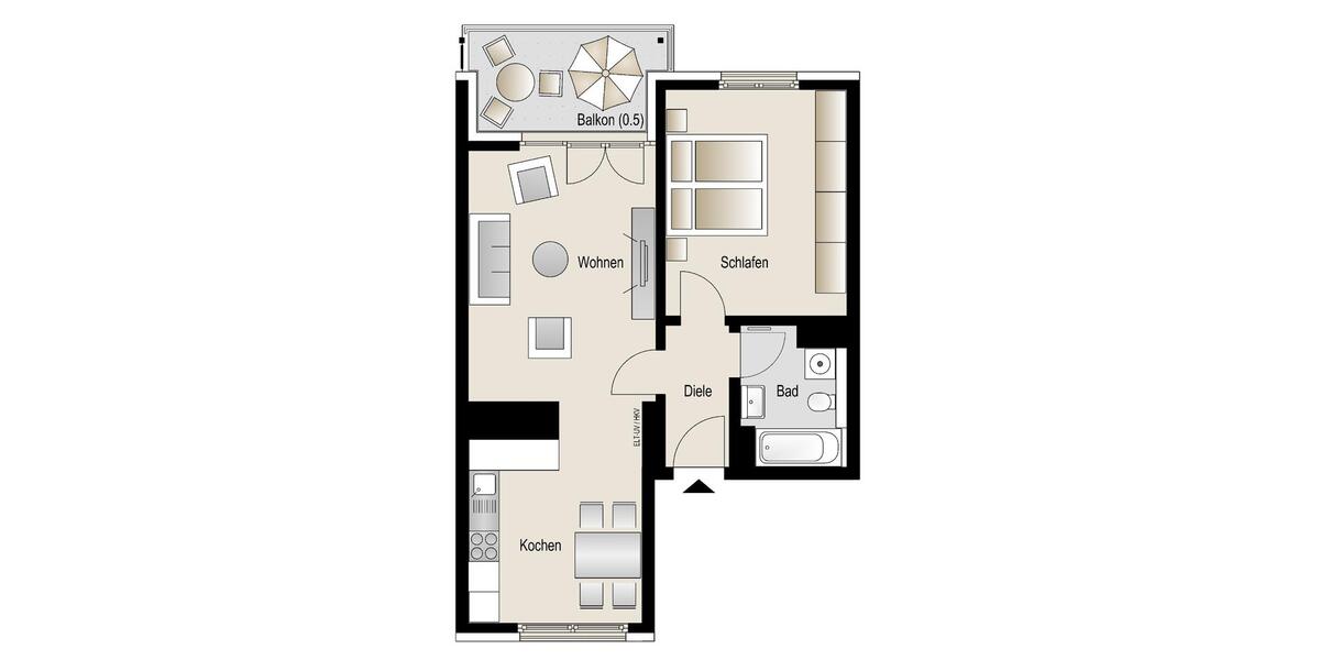 Wohnen auf Zeit Köln Rodenkirchen - 2 Zimmer, 61 m&sup2;, 1.300&euro; | Angebot:26049459