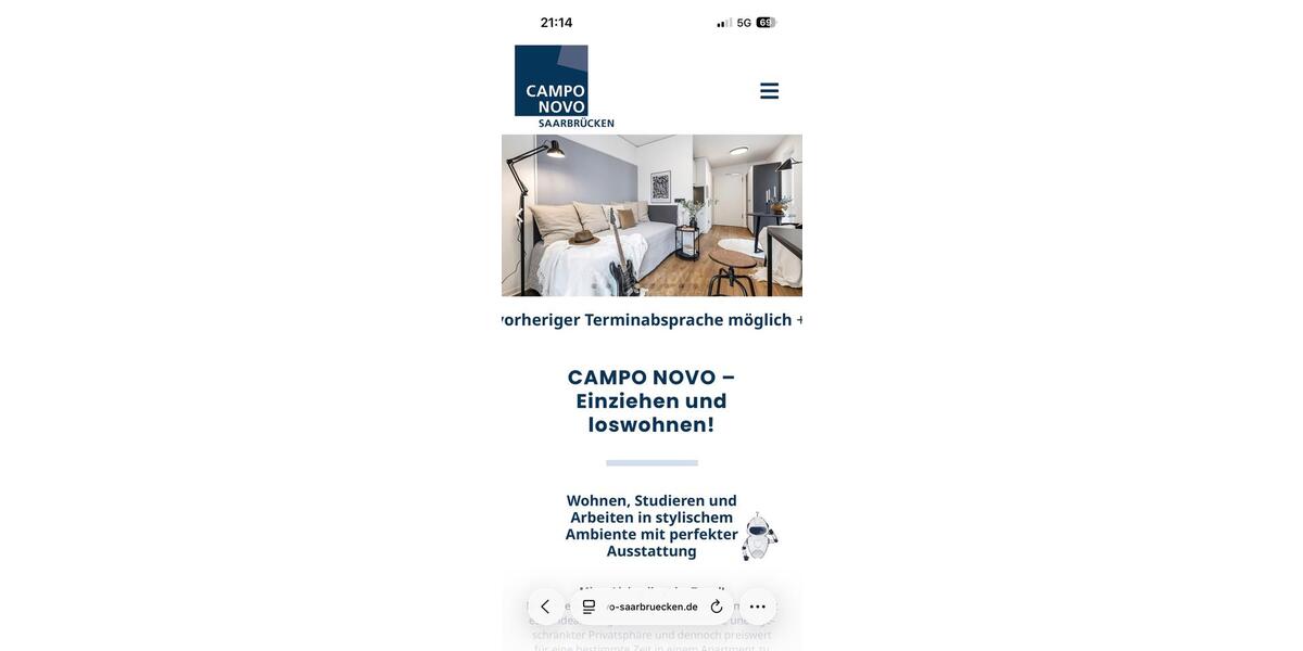 Etagenwohnung Saarbrücken - 1 Zimmer, 26 m&sup2;, 637&euro; | Angebot:26422345