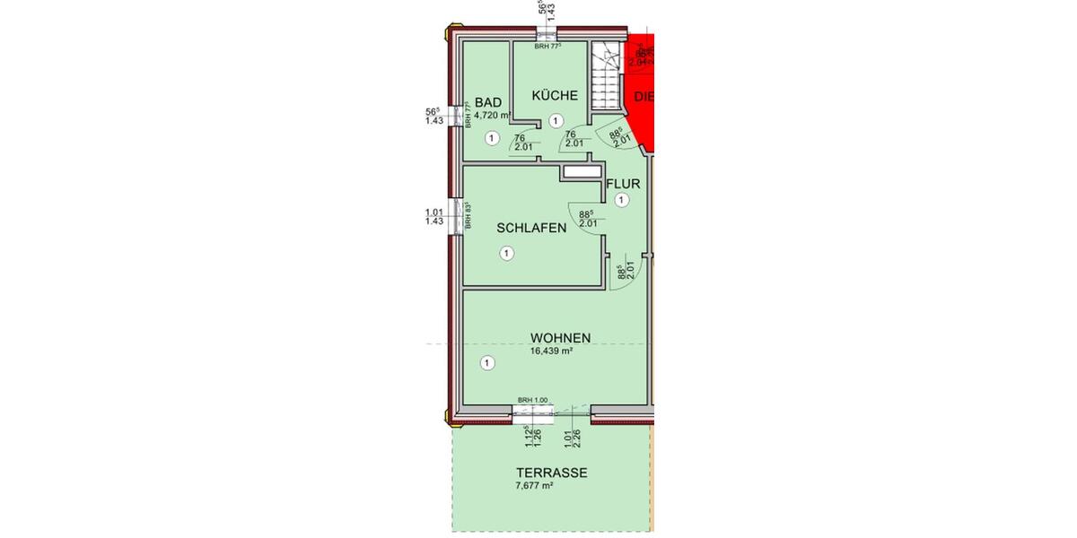 Erdgeschoßwohnung Norden - 2 Zimmer, 46 m&sup2;, 585&euro; | Angebot:26406776
