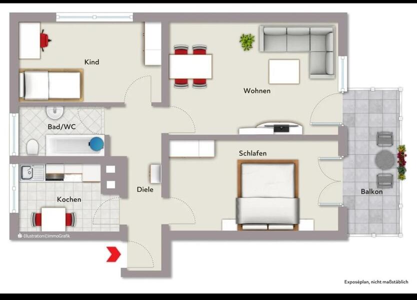 stilvolle, renovierte 3-Zimmerwohnung mit Balkon in Karlsruhe zimmer