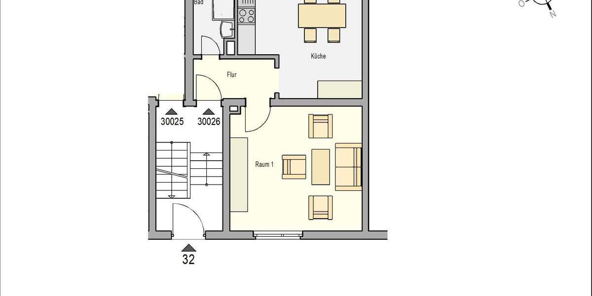 Etagenwohnung Essen Stadtbezirk VII - 1 Zimmer, 43 m&sup2;, 341&euro; | Angebot:26841481