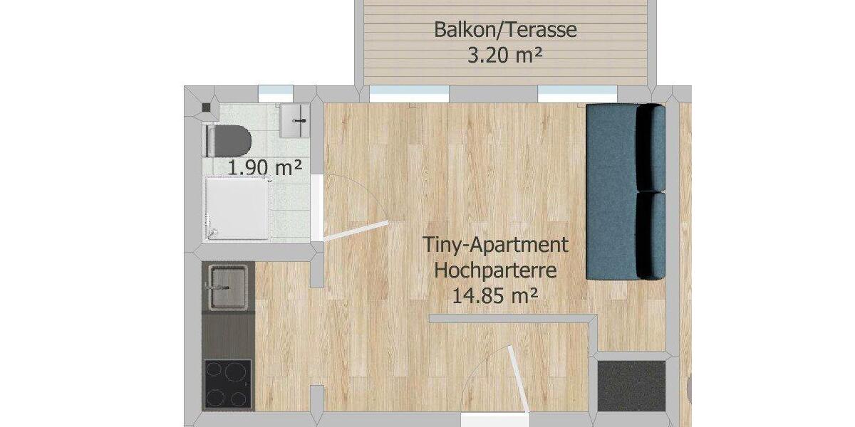 Hochparterre Boizenburg/Elbe Elbe - 1 Zimmer, 16 m&sup2;, 310&euro; | Angebot:26698365