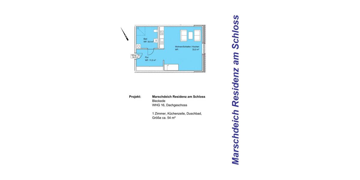 Dachgeschoßwohnung Bleckede - 1 Zimmer, 54 m&sup2;, 650&euro; | Angebot:24768502