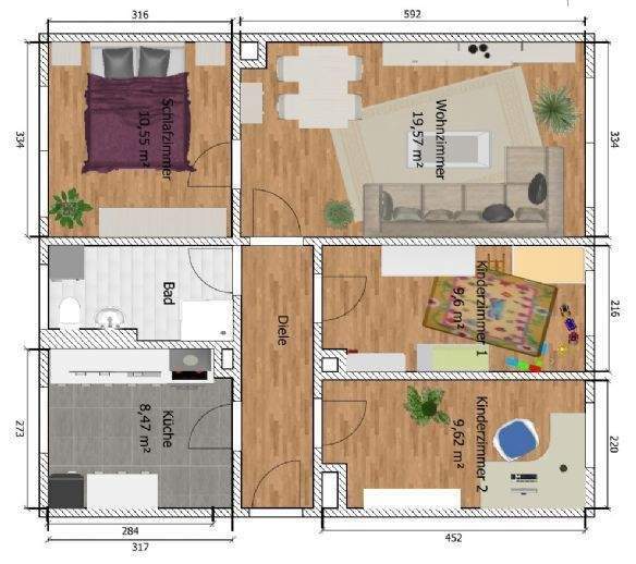 Etagenwohnung Leisnig - 4 Zimmer, 68 m&sup2;, 380&euro; | Angebot:23866358