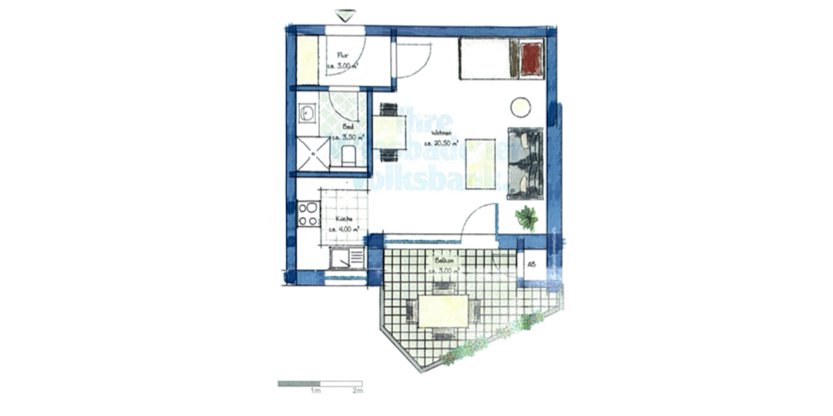 Etagenwohnung Wiesbaden Nordost - 1 Zimmer, 35 m&sup2;, 500&euro; | Angebot:27075937