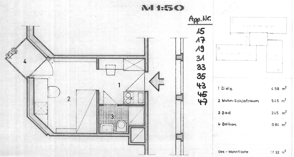 Erstbezug nach Sanierung: 1-Zi-Ap. mit Balkon in Nikolausberg 1 zimmer