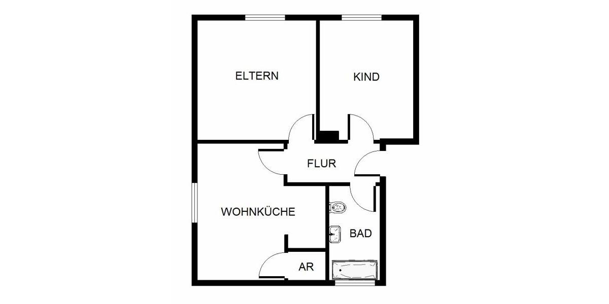 Etagenwohnung Ludwigshafen am Rhein Parkinsel - 2.5 Zimmer, 59 m&sup2;, 628&euro; | Angebot:26671679