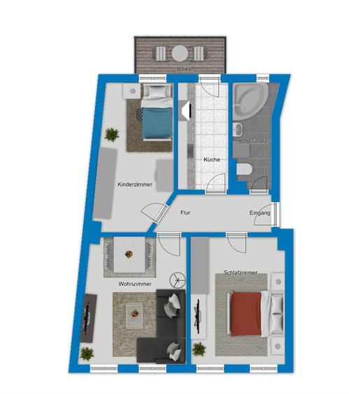 Erdgeschoßwohnung Halle (Saale) Büschdorf - 3 Zimmer, 79 m&sup2;, 696&euro; | Angebot:26677787