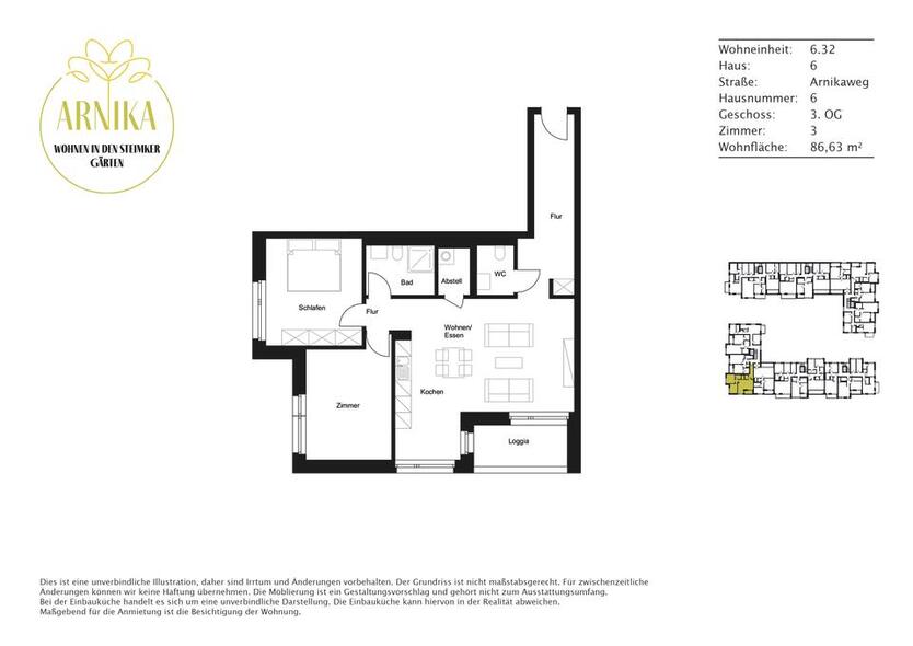 2 mietfreie Monate! Wohnen in den Steimker Gärten: 3-Zimmer-Wohnung mit EBK und Loggia