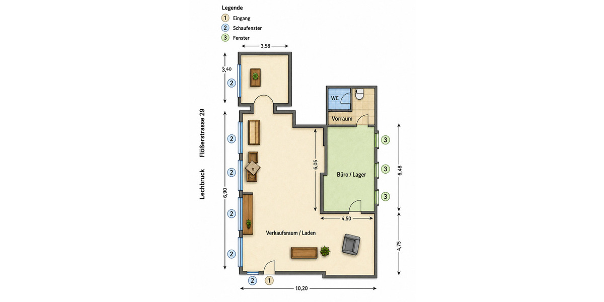 Gewerbeobjekt Lechbruck am See Lechbruck - 2 Zimmer, 750&euro; | Angebot:26435520