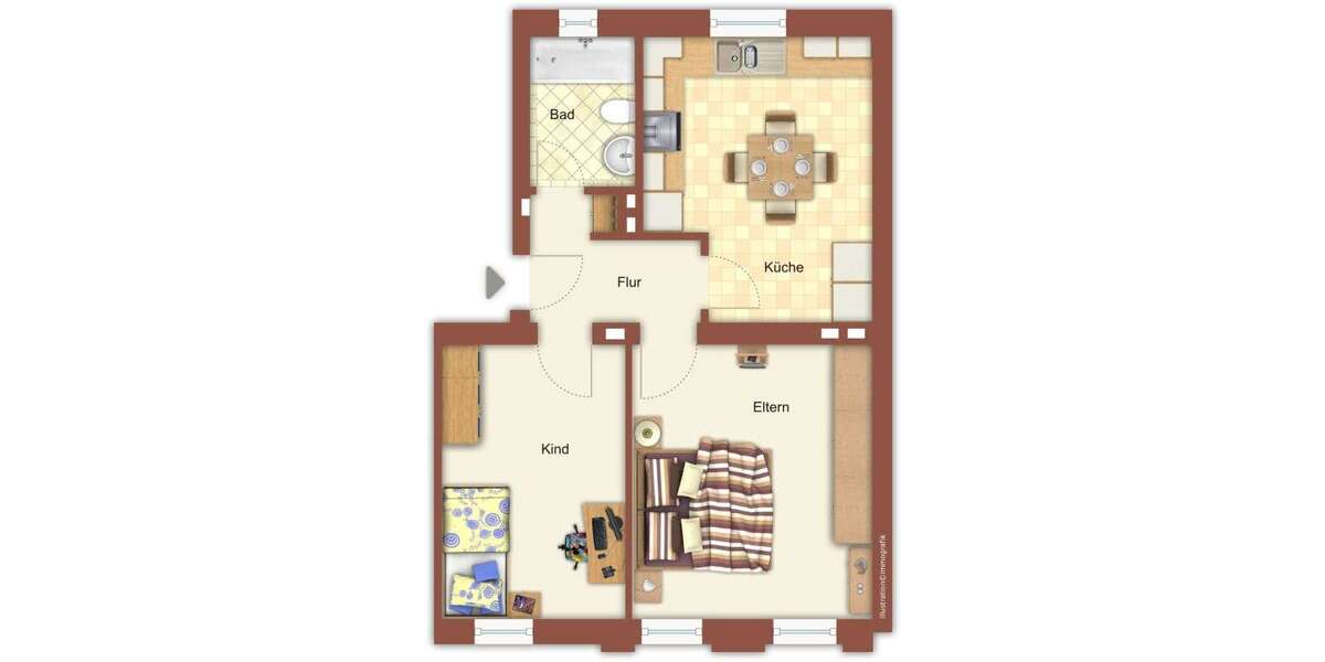 Etagenwohnung Mönchengladbach Hardterbroich-Pesch - 2 Zimmer, 53 m&sup2;, 529&euro; | Angebot:26750195