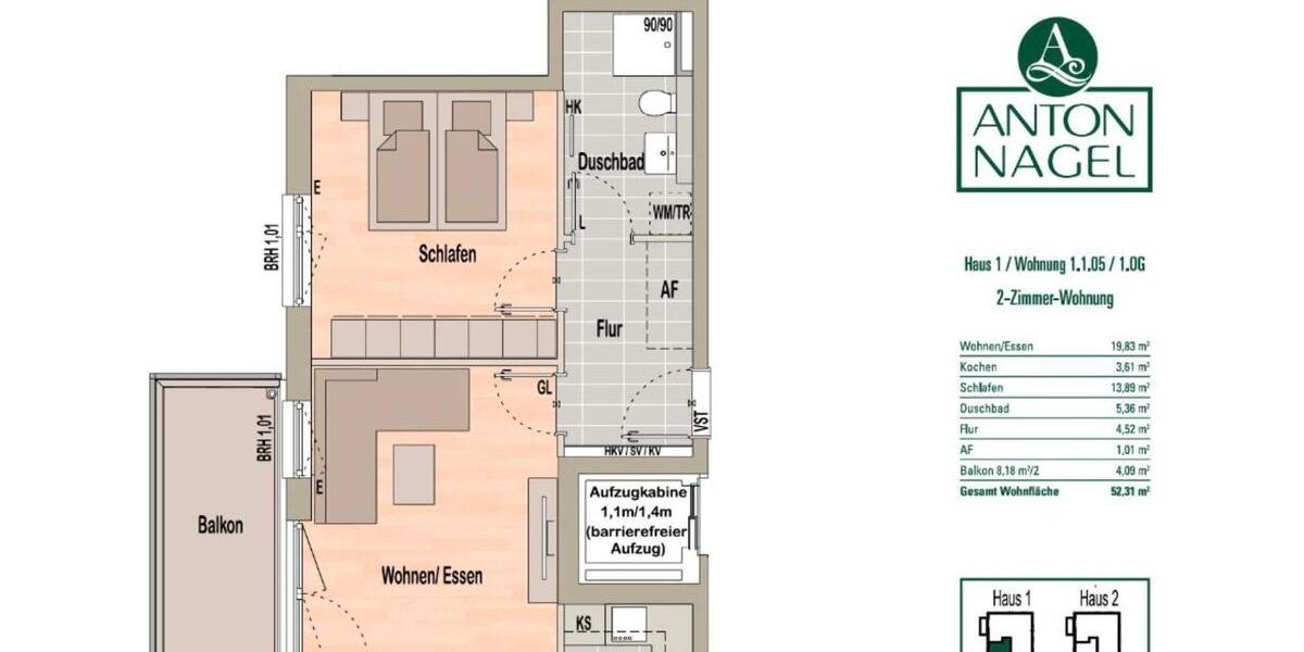 Etagenwohnung Moosburg an der Isar - 2 Zimmer, 52 m&sup2;, 910&euro; | Angebot:25971856