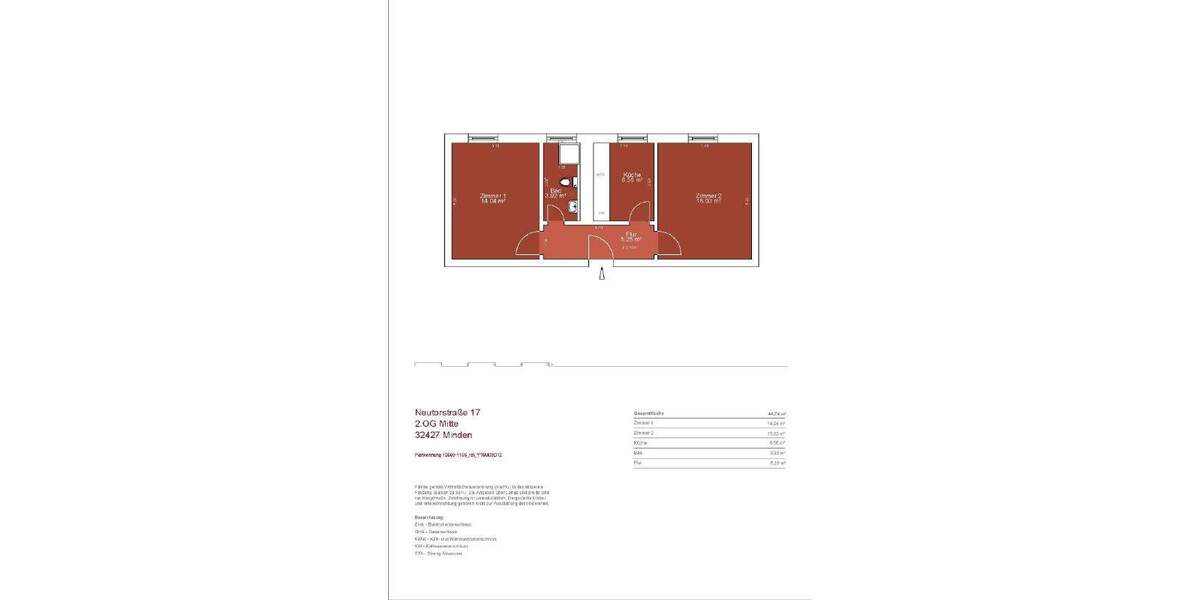 Etagenwohnung Minden Innenstadt - 2 Zimmer, 50 m&sup2;, 575&euro; | Angebot:25726164