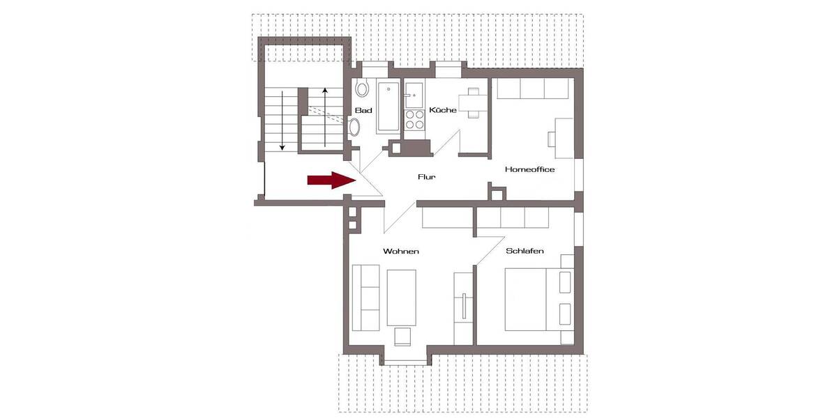 Etagenwohnung Nürnberg Zerzabelshof - 2 Zimmer, 45 m&sup2;, 590&euro; | Angebot:26763980