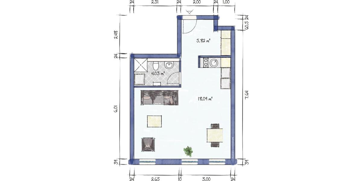 Etagenwohnung Ilmenau - 1 Zimmer, 39 m&sup2;, 530&euro; | Angebot:26003745