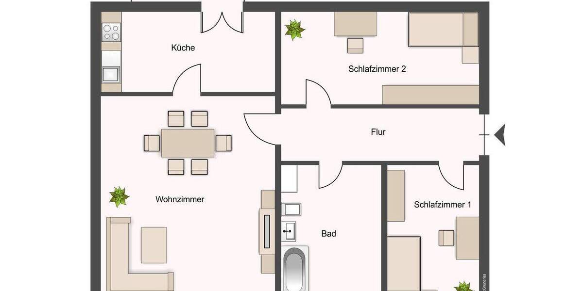Etagenwohnung Chemnitz Borna-Heinersdorf - 3 Zimmer, 75 m&sup2;, 469&euro; | Angebot:26205436