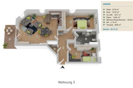 Wohnung Pförring - 3 Zimmer, 82 m&sup2;, 1.200&euro; | Angebot:25834051