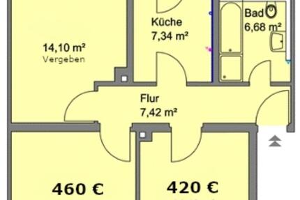 14,1m² WG-Zimmer, 3er WG, 90482 N, am Business Tower, 500m zur S1 1 zimmer