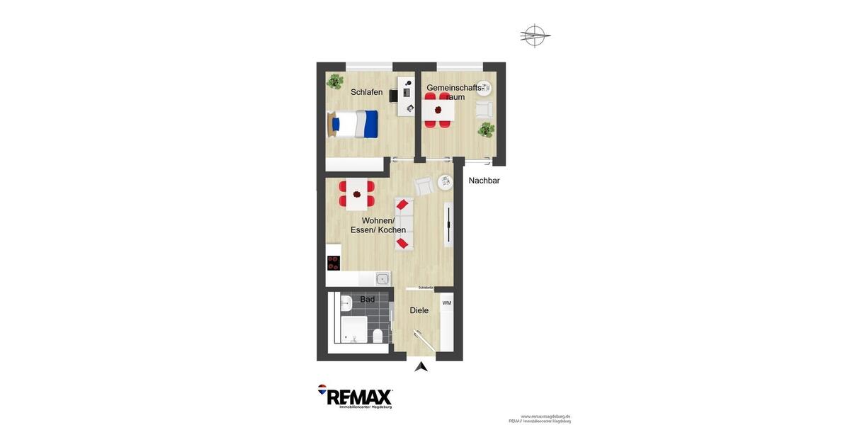 Etagenwohnung Magdeburg - 2 Zimmer, 51 m&sup2;, 823&euro; | Angebot:26458958
