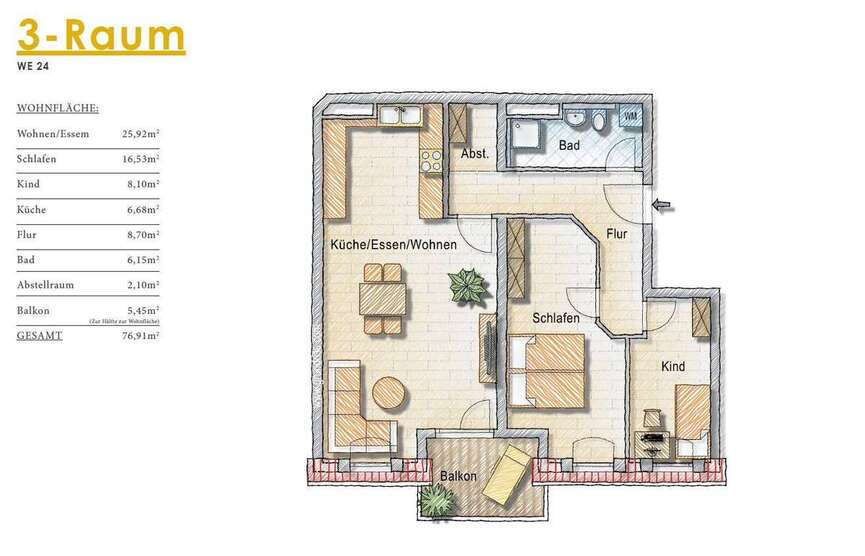 Wohnung zum Mieten in Markkleeberg 770 € 76.91 m² 3 zimmer