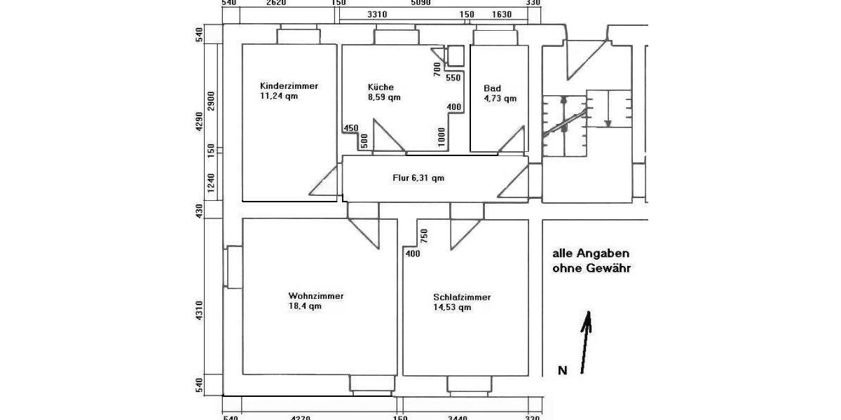 Etagenwohnung Braunsbedra - 3 Zimmer, 65 m&sup2;, 460&euro; | Angebot:26824584