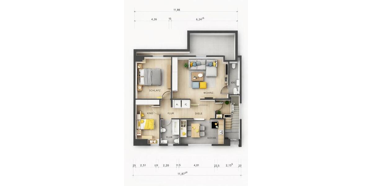 Etagenwohnung Hürth - 3 Zimmer, 96 m&sup2;, 1.450&euro; | Angebot:25168886