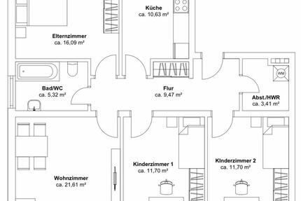 Wohnung Langweid am Lech - 4 Zimmer, 92 m&sup2;, 1.750&euro; | Angebot:26050487