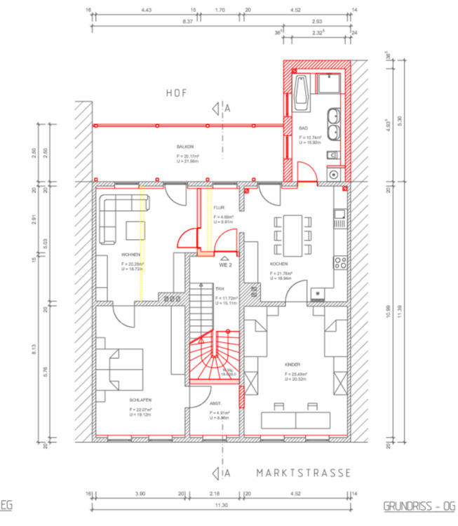 Moderne AltbauWohnung 120qm mit Balkon