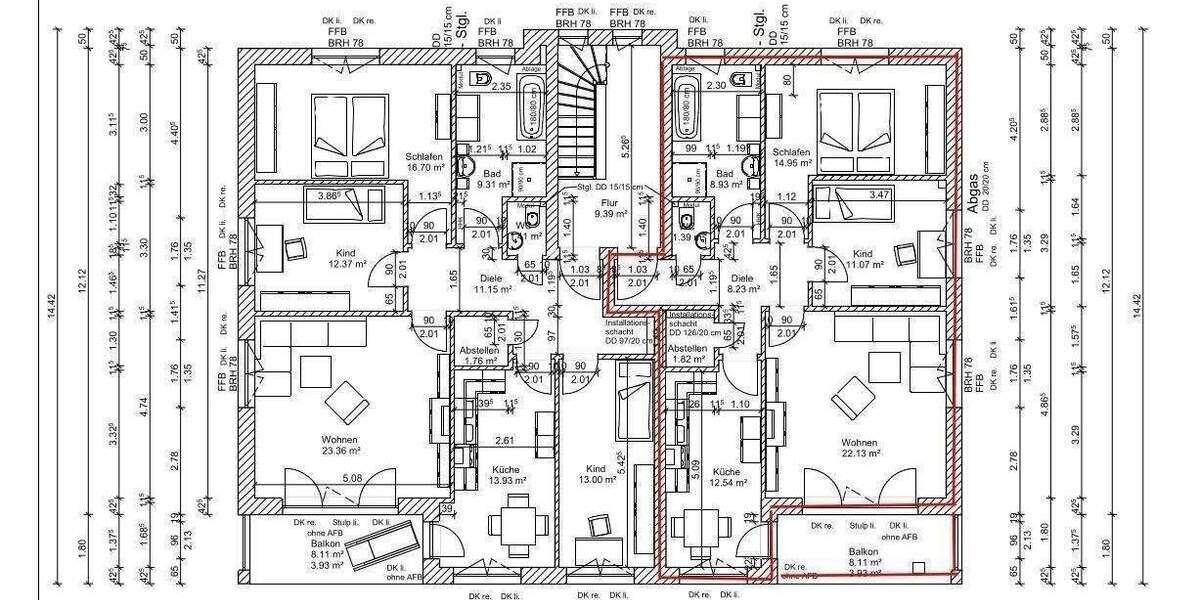 Etagenwohnung Stralsund Tribseer - 3 Zimmer, 90 m&sup2;, 1.170&euro; | Angebot:26641506