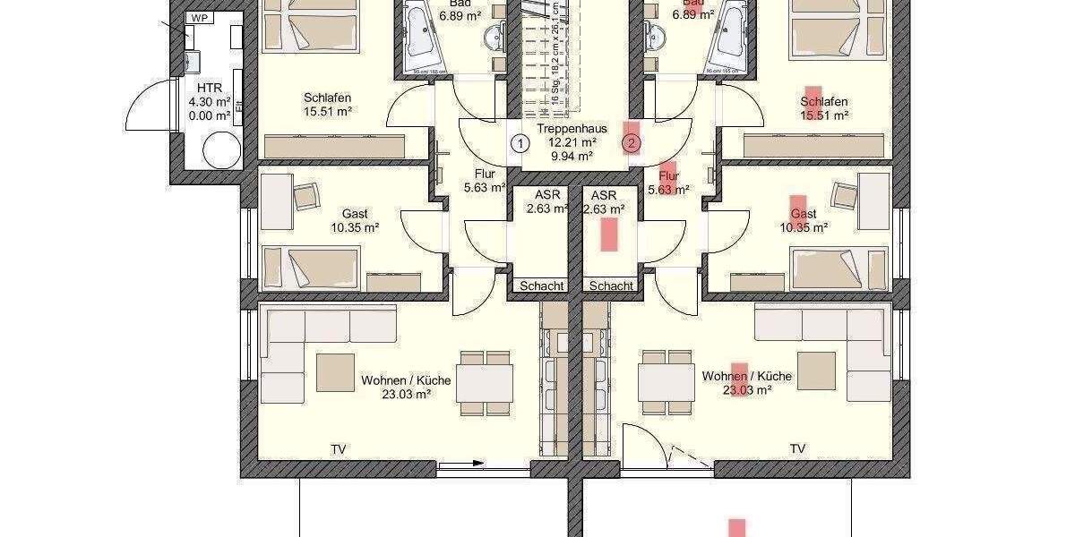 Terrassenwohnung Stralsund Andershof - 3 Zimmer, 74 m&sup2;, 1.184&euro; | Angebot:26105553