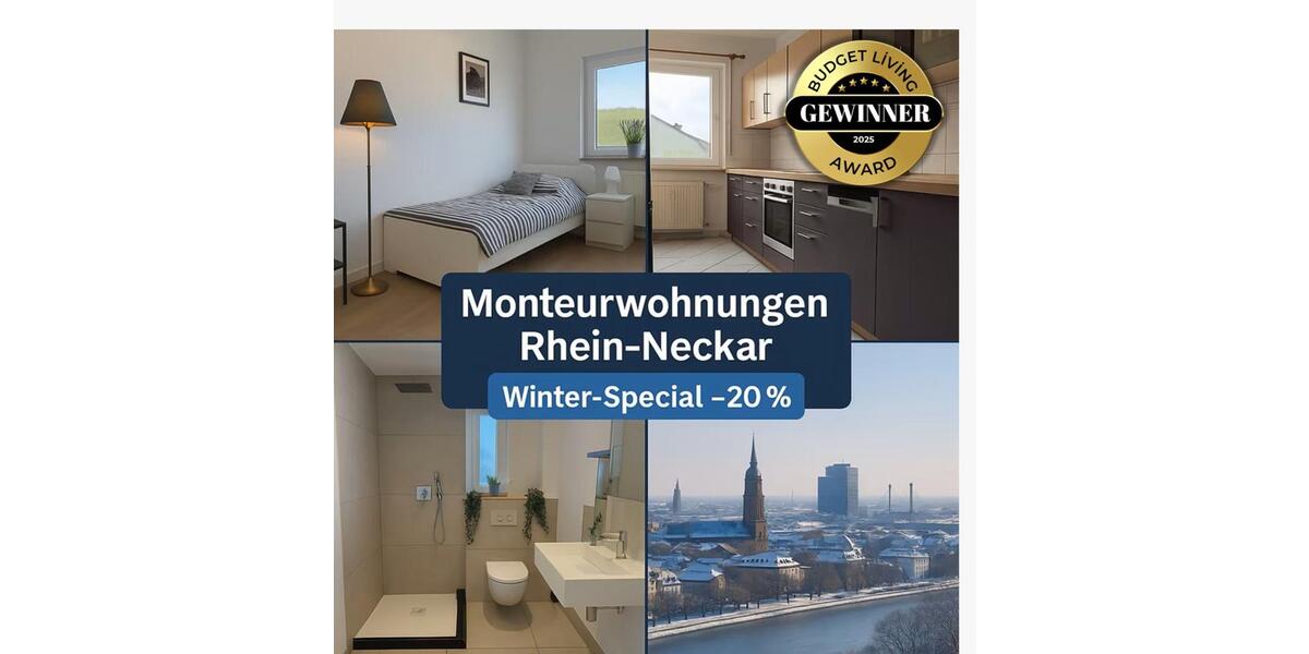 Monteurwohnungen und Monteurzimmer Rhein-Neckar – 20% Winterrabatt bis 30.11. zimmer