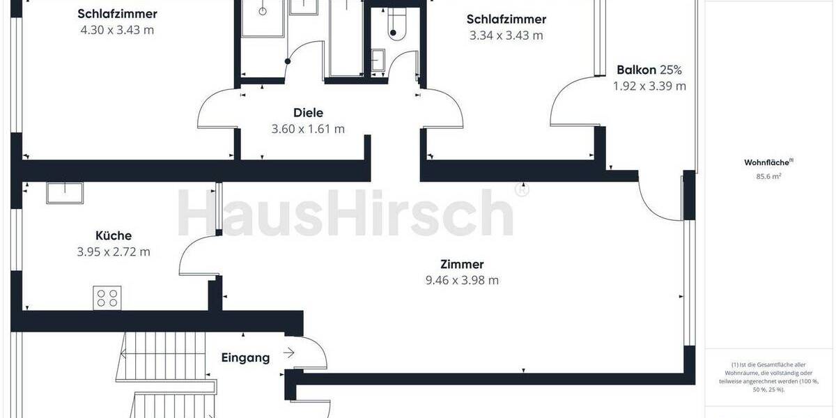 Etagenwohnung Ellwangen (Jagst) Ellwangen - 3 Zimmer, 85 m&sup2;, 870&euro; | Angebot:26600816