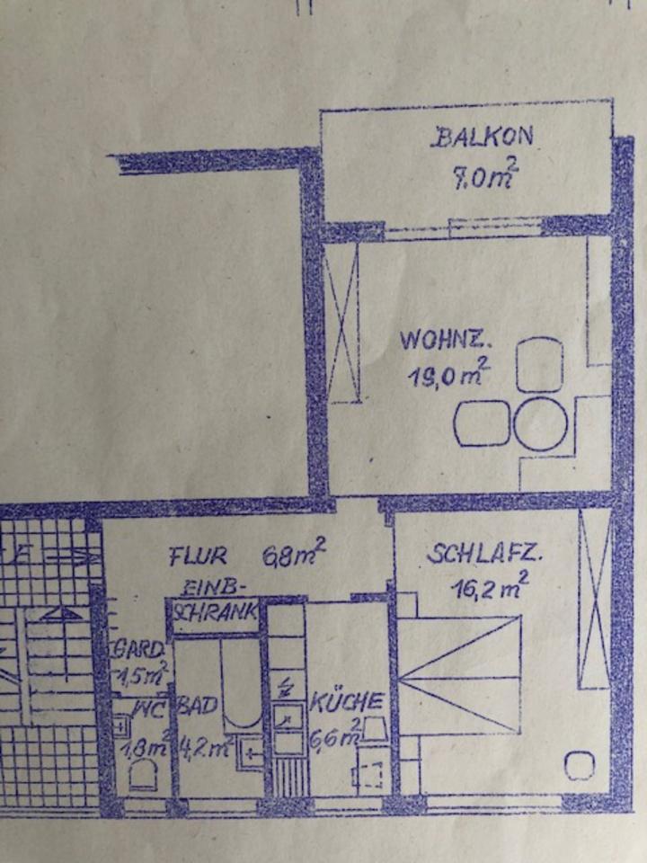 Attraktive 60qm 2-Zi. Whg., 1.OG, 9qm Südbalkon, PKW-Stellplatz