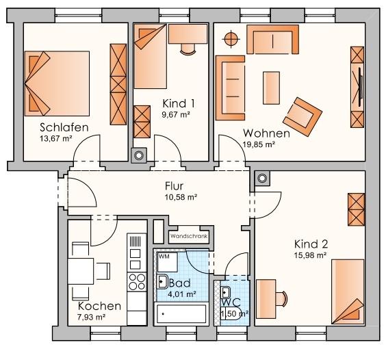 Moderne 4-Raum-Wohnung 4 zimmer