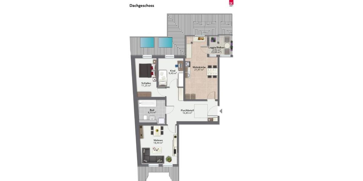 Dachgeschoßwohnung Dresden Cotta - 3.5 Zimmer, 89 m&sup2;, 1.150&euro; | Angebot:26013540