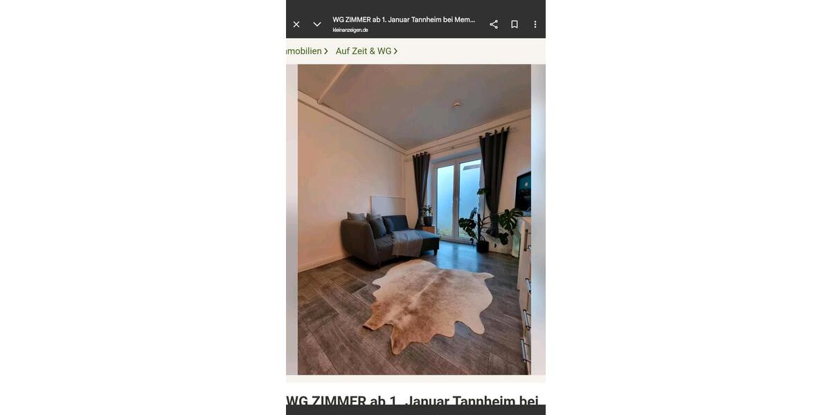 Wohnen auf Zeit Tannheim - 1 Zimmer, 30 m&sup2;, 450&euro; | Angebot:24815346