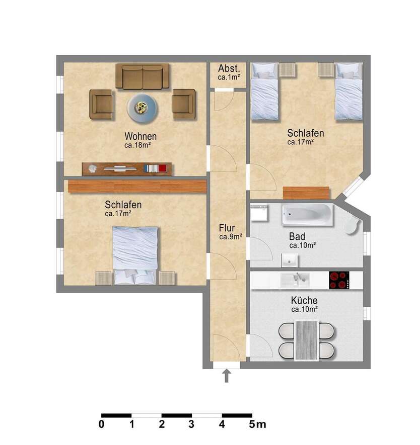 großzügige 3 Zimmer-Wohnung mit Einbauküche *ideal für WG oder Familien* 3 zimmer