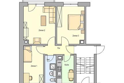 Renovierte 3-Raum Wohnung mit Balkon in der Nähe vom Waldbad zimmer