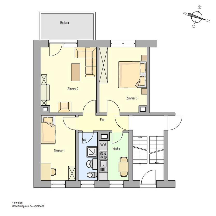 Renovierte 3-Raum Wohnung mit Balkon in der Nähe vom Waldbad zimmer