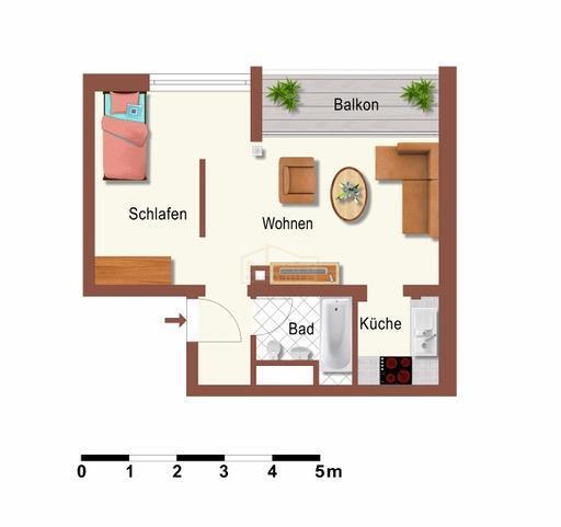 Kernsaniertes Appartement mit Balkon, Westausrichtung, auch für Studenten geeignet