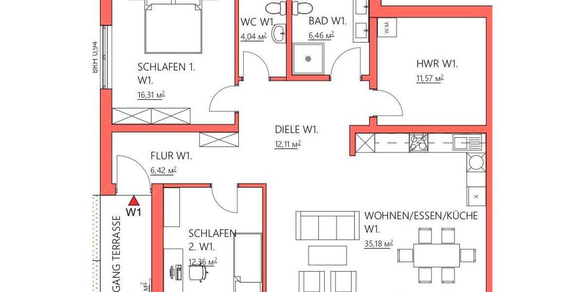 Erdgeschoßwohnung Bad Wildungen - 3 Zimmer, 105 m&sup2;, 1.260&euro; | Angebot:26495096