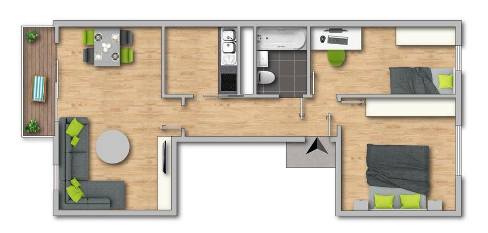 Dachgeschoßwohnung Eisenach - 3 Zimmer, 61 m&sup2;, 395&euro; | Angebot:26232466