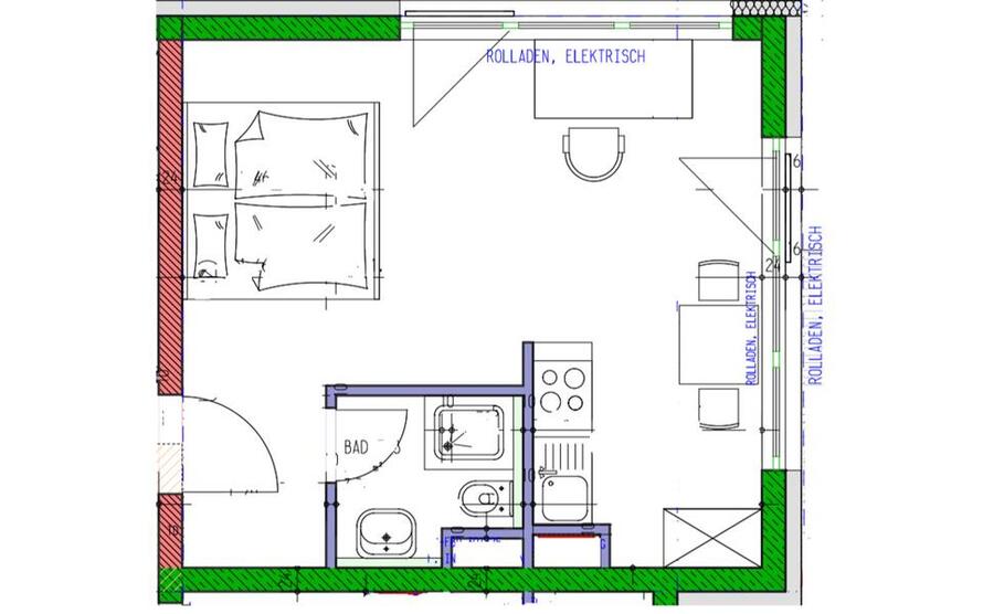 1-Zimmerwohnung (8), Boardinghouse, mit TV, Wlan, Küche, DuscheWc, Waschmaschine, Trockner zimmer