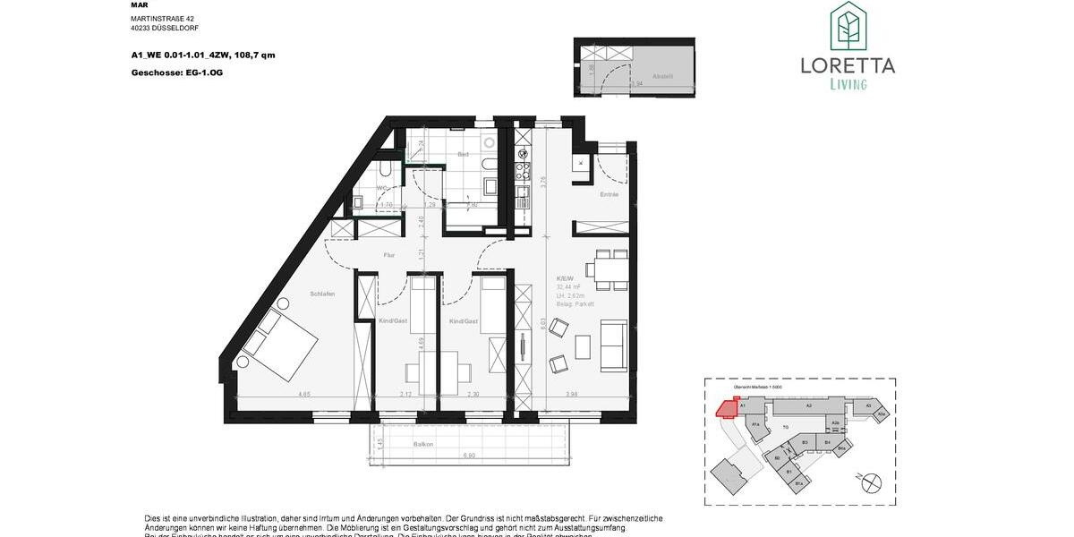 Erdgeschoßwohnung Düsseldorf Stadtbezirk 3 - 4 Zimmer, 109 m&sup2;, 1.950&euro; | Angebot:24625217