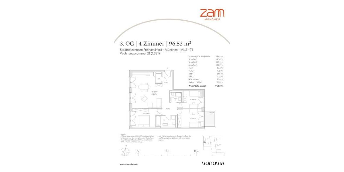 Etagenwohnung München Aubing-Lochhausen-Langwied - 4 Zimmer, 97 m&sup2;, 2.203&euro; | Angebot:24708680