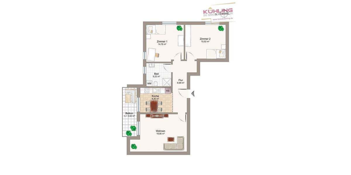 Etagenwohnung Vechta - 3 Zimmer, 77 m&sup2;, 750&euro; | Angebot:25095910