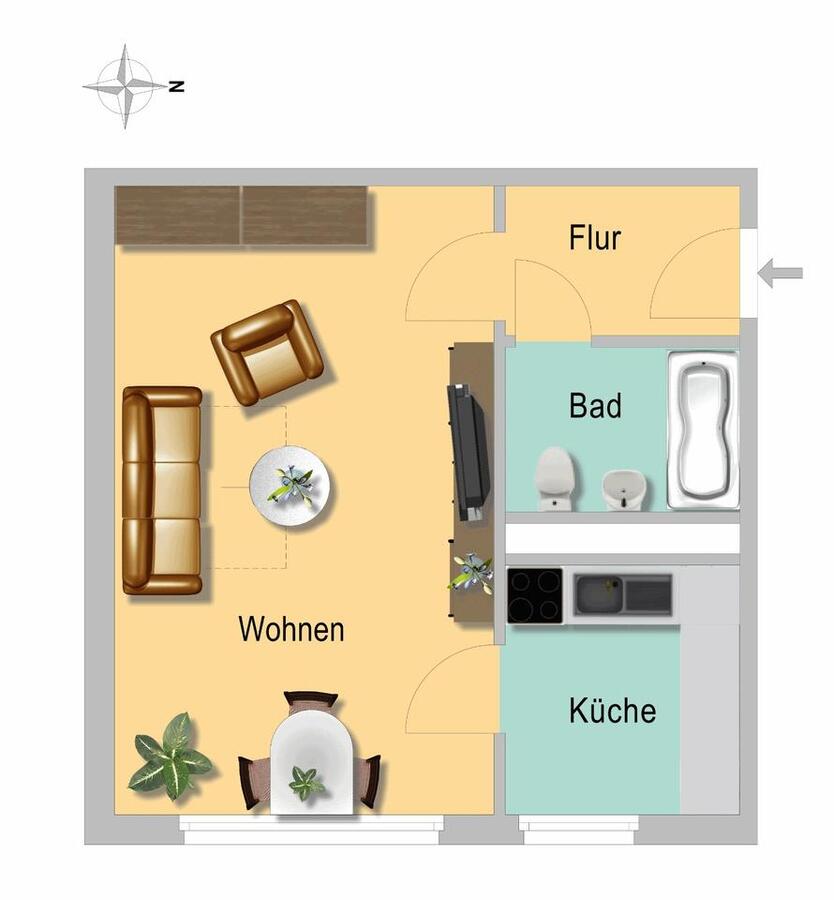 1-Zimmerwohnung in Marzahn ohne Balkon